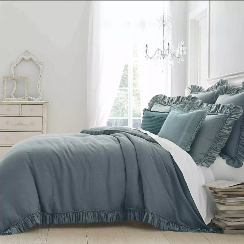 Wamsutta Vintage Ruffle Duvet Cover Aegean green